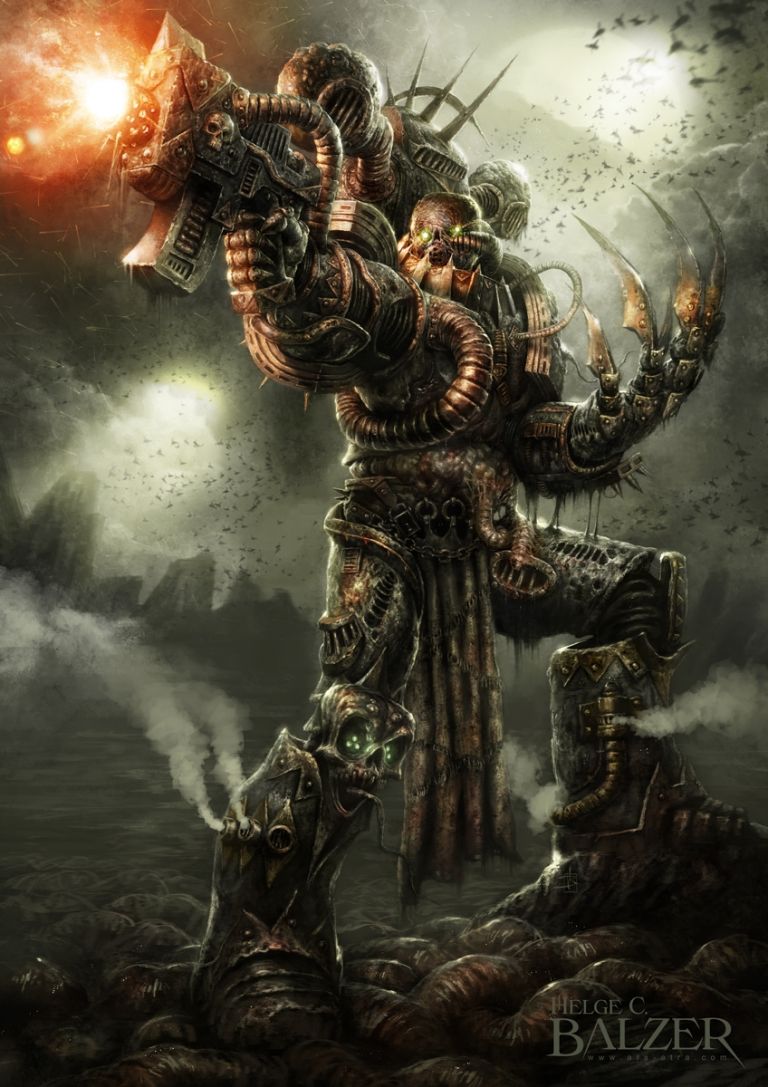 helge-c-balzer, dark-fantasy-art, dark-fantasy-artwork, Nurgle, Chaos, Warhammer-40k, Warhammer-40.000, Games-Workshop, Chaos-Space-Marine, Nurgle-Space-Marine,