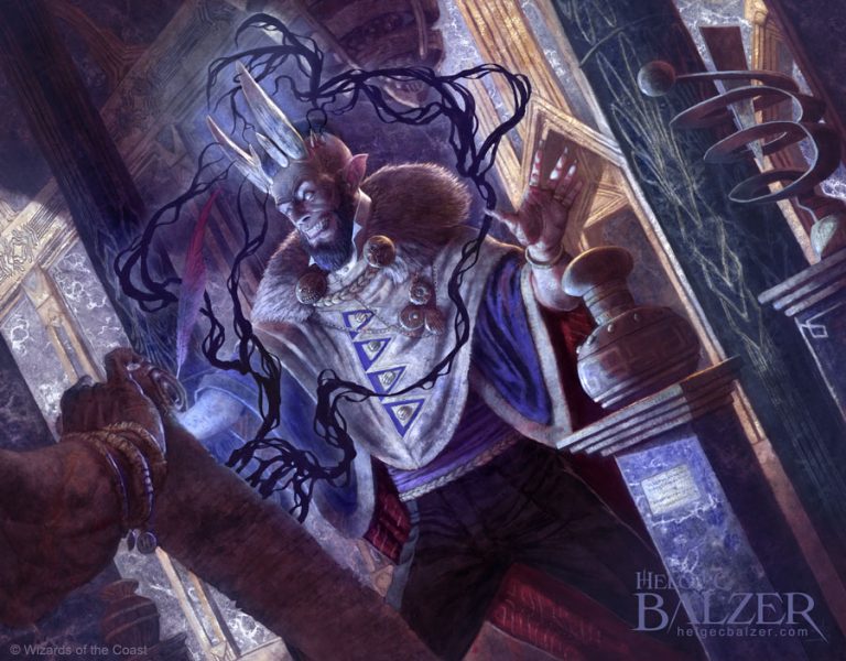 This Fantasy Artwork of Helge C. Balzer shows the scene in which the half demon Xander is signing a devil's contract with a demon to gain demonic powers.